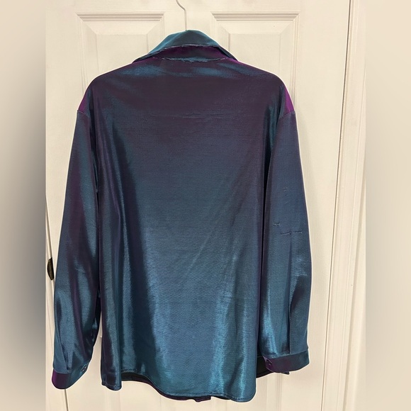 Iridescent Teal and Purple Collared Shirt, Sz 3XL - Picture 4 of 7